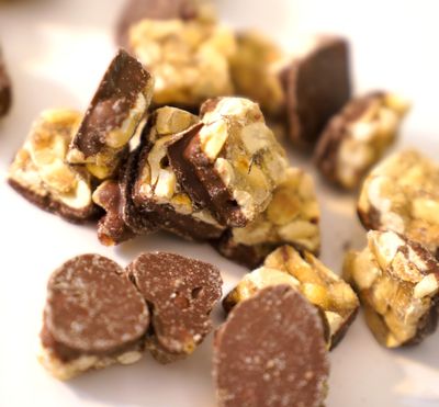Old Fashioned Half Milk Chocolate Dipped Crunchy Peanut Squares - 20 oz in a Resealable Bag to Ensure Freshness
