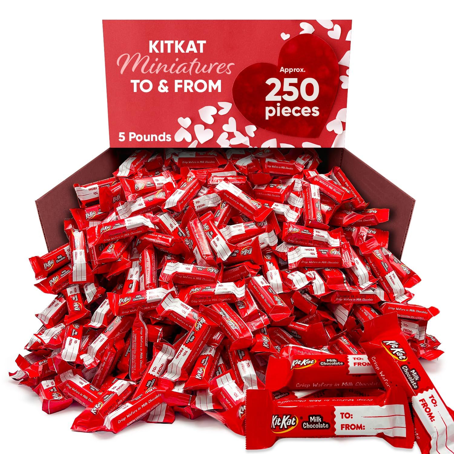 Mothers Day Milk Chocolate &quot;To From&quot; Bars with Crisp Wafer - Gift (5Lb, Approx. 250 Pieces) - Bulk Pack for Gifting, Sharing, and Party Favors