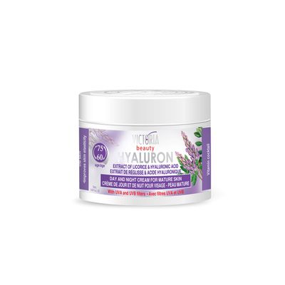 Hyaluron Anti-Wrinkle Cream with Licorice Extract - for Mature Skin (Age 60) - Intensive Natural Cream for Day Night With UV Filters