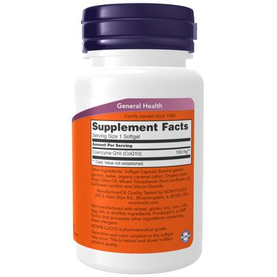 NOW Supplements, CoQ10 (Coenzyme Q10) 100 mg, Pharmaceutical Grade, Cardiovascular Health, 50 Softgels