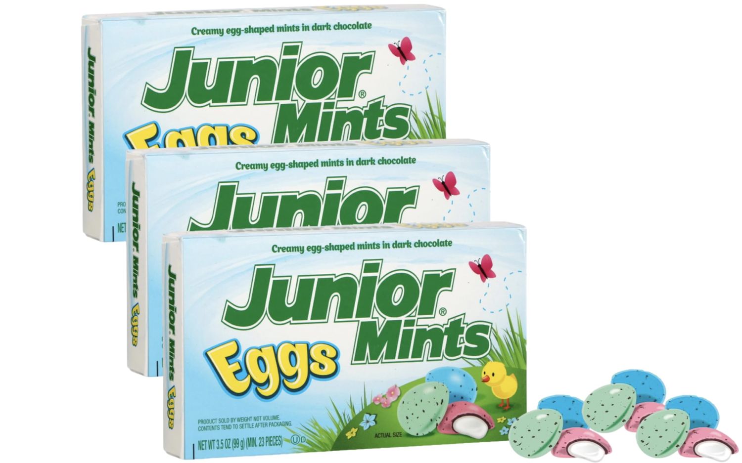Easter Chocolate covered Mints Candy 3.5 OZ - 3 pack Egg Shaped Mints with Creamy Center Perfect for Egg Hunt, Party Favors and Easter Basket Filler
