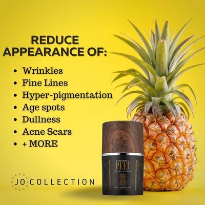 JO COLLECTION Pineapple Enzyme Peel - Daily Leave-On Glycolic Acid Exfoliator with Retinol Hyaluronic Acid - AHA BHA Anti-Aging Chemical Peel for Glowing Skin - 1oz