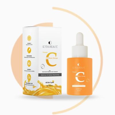 Le Peau Beaut Vitamin C 15 Brightening Serum - Anti-Aging Treatment with Niacinamide, Vitamin E, and Hyaluronic Acid for Dark Spots, Fine Lines, and Skin Repair. Hydrating Serum for Radiant Skin