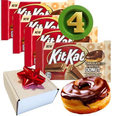 (PACK OF 4) Kit Kat Chocolate Frosted Donut Candy Bars - 1.4oz Each Bar - Comes Inside a Gift Box To Surprise YouFriendLoved (Bar, Frosted Donut)