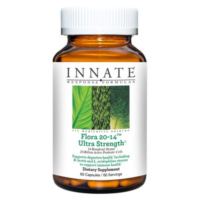 Innate Response Formulas Flora 20-14 Ultra Strength - Probiotic Supplement with 20 Billion CFU - 14 Probiotic Strains - Vegetarian and Non-GMO - Made Without 9 Food Allergens - 60 Capsules