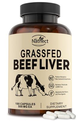 Grass Fed Beef Liver 180 Capsules, Freeze Dried Beef Liver Supplement - Natural Iron, Vitamin A, B12 for Energy, Non-GMO, No Hormones, 30 Servings, 3000 mg