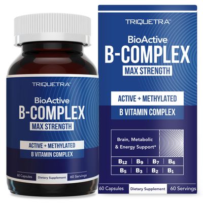 BioActive Vitamin B Complex - Blood Stream Ready, Methylated B Complex - Featuring Methylfolate, 3 BioActive Forms of B12, BenfoPure B1 Pantesin B5 - 12 B Vitamins in Clinical Doses - 60 Servings