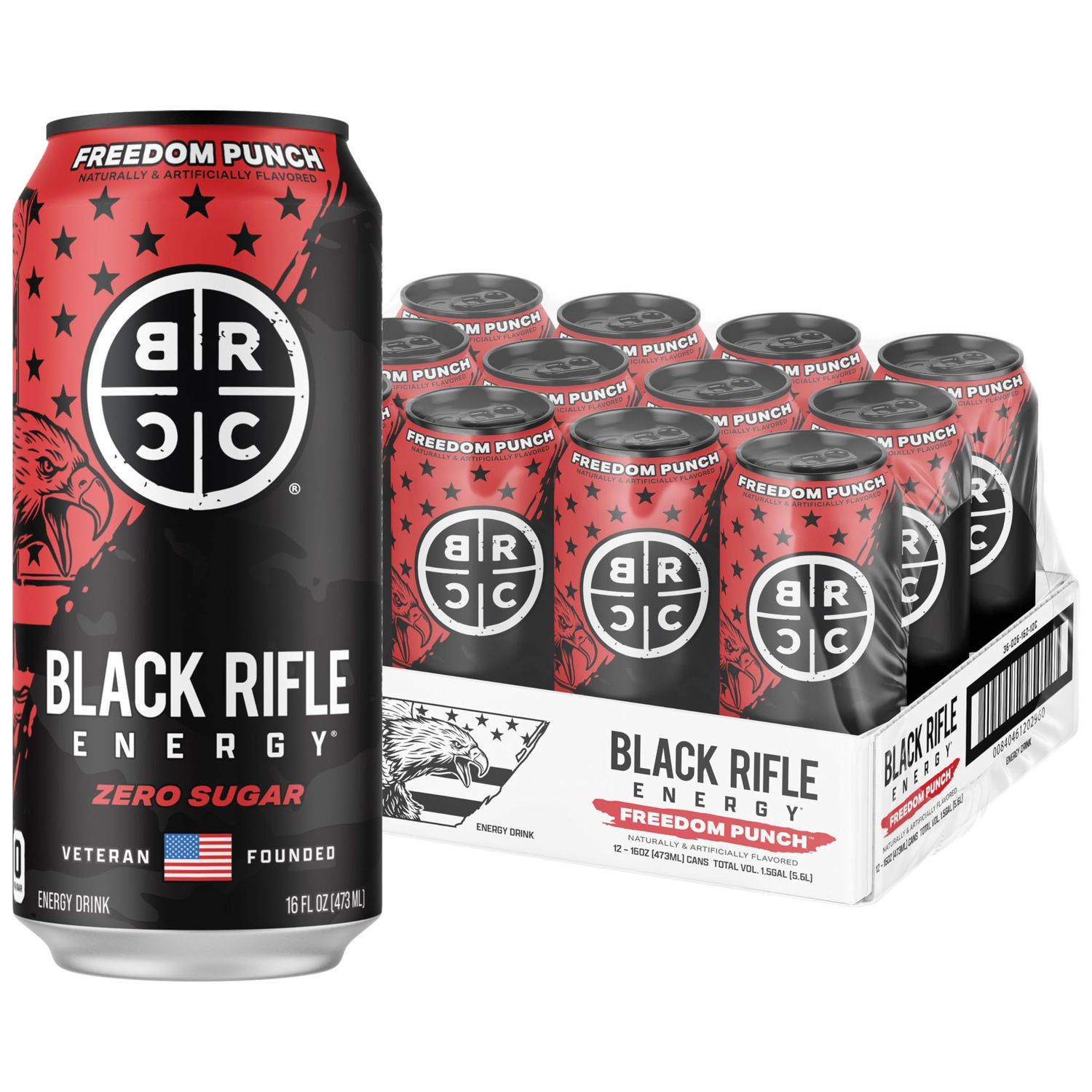Black Rifle Energy Freedom Punch Zero Sugar Energy Drink, 200mg Caffeine, 16 fl oz can (Pack of 12)