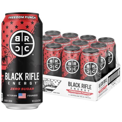 Black Rifle Energy Freedom Punch Zero Sugar Energy Drink, 200mg Caffeine, 16 fl oz can (Pack of 12)
