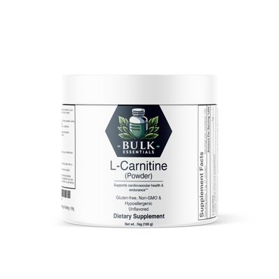 Bulk Essentials l Carnitine Supplement - Unflavored 100g Amino Acid for Metabolism Endurance - USA Made Non GMO, Gluten-Free Hypoallergenic lcarnitine - 1g Per Serving