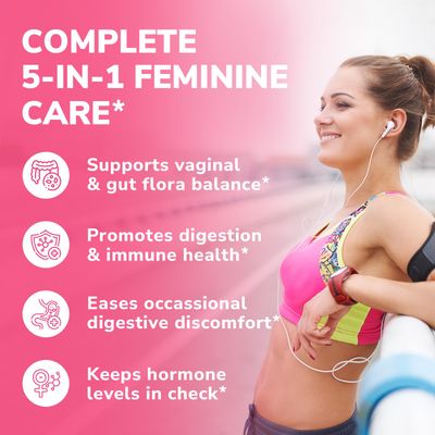 Vitalibre Probiotics for Women 100 Billion CFU 15 Strains, Daily Probiotic Prebiotic Supplement with Organic Cranberry to Support Vaginal, Digestive, Immune Health, Shelf Stable, 30 Vegan Capsules