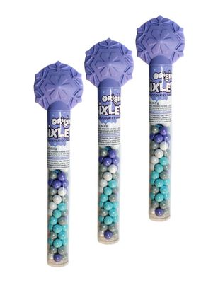 Original Chocolatey Candies in Cane with Snowflake Topper - 1.5 oz, Metallic White, Blue, Purple Green Candies, Festive Lavender Tube for Holiday Gifting (Pack of 3, Original)