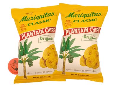 MARIQUITAS CLASSIC Original Plantain Chips NET WT 5 oz. (141.7g) - 2 Pack Total of 10 oz. with Des Mar Magnet