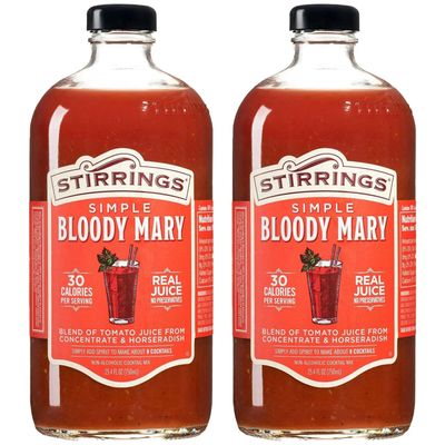 Stirrings 2 Pack Bloody Mary Cocktail Mix 750ml Bottles - Real Juice No Preservatives - 90 Calories - Drink Mixer