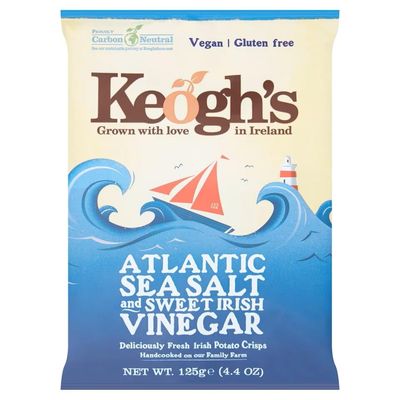 Keogh&#39;s Atlantic Sea Salt Sweet Irish Vinegar Potato Crisps, 125G (4.4oz), Pack of 3