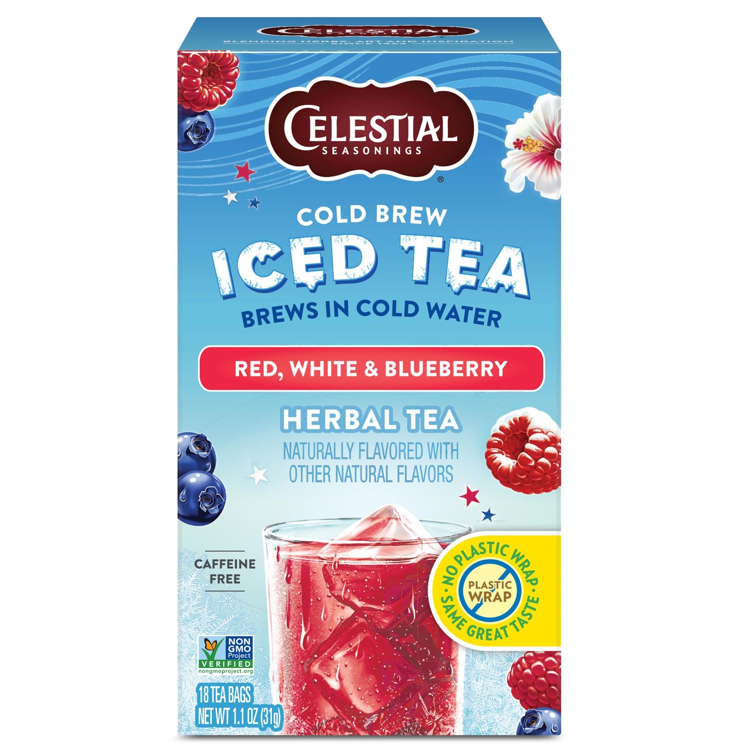 Celestial Seasonings Cold Brew Red, White Blueberry Iced Tea Bags 18 tea bags