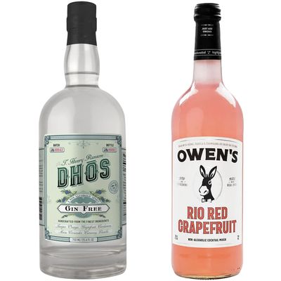 Dh s Handcrafted Non-Alcoholic Gin w 1 Pack Owen s Mixers Rio Red Grapefruit - Keto-Friendly, Zero Sugar, Zero Calories, Zero Proof - 750 ML - Perfect for Mocktails - Made in USA