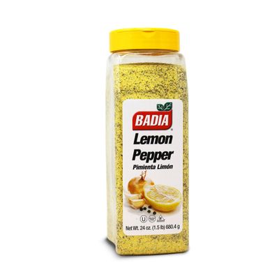 Badia Lemon Pepper Seasoning, 24 oz - Pepper, Garlic Onion, Zesty Citrus Blend for Chicken, Seafood Vegetables