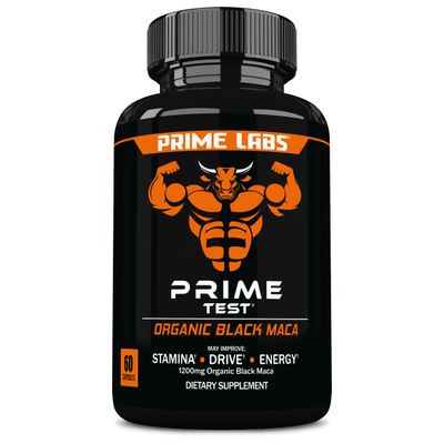 Prime Labs Organic Black Maca Root Capsules 1,200mg - Stamina, Drive, Energy, Vitality - Peruvian 20:1 Extract - for Men Women - 60 Count