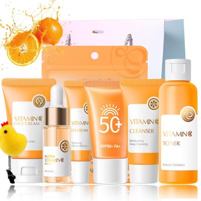 Skincare Kits Vitamin C Girls Gifts - Skin Care Set Antioxidant - Hydrating Easter Gift Set for Women with Sunscreen,Toner,Serum,Eye Cream - Skin Care for Teens 10-12 (One Size, 8PCS Vitamin C Scent)