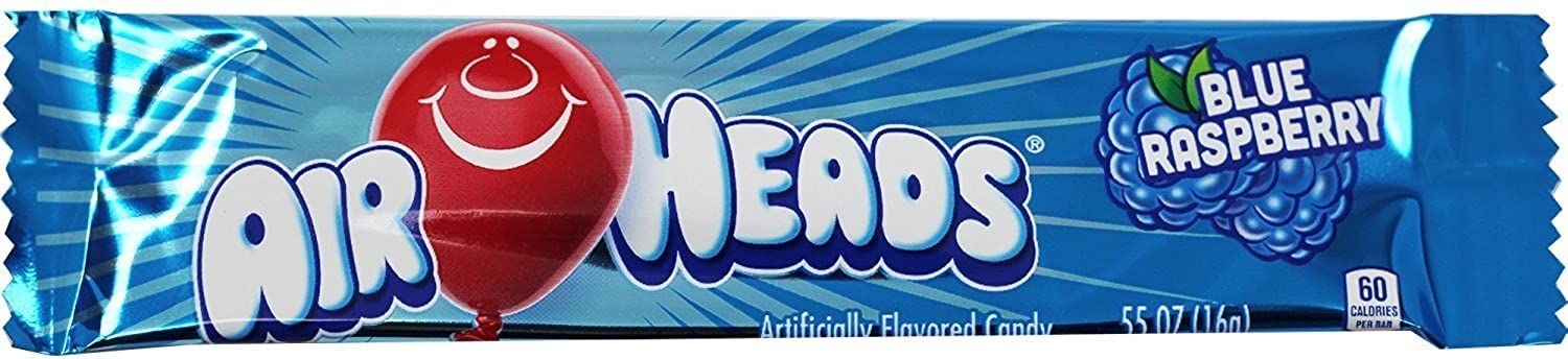 AIRHEADS BARS, BLUE RASPBERRY, NON MELTING, 0.55 Ounce (Pack of 5.5d-1)