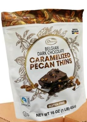 Belgian Dark Chocolate Caramelized Pecan Thins, 16 oz Gluten Free