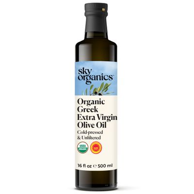 Sky Organics - Organic Extra Virgin Olive Oil, 16 fl oz - Cold Pressed Unfiltered - Bright, Fresh, Authentic Flavor - Sourced from Farmers in Greece - 100 Pure - Kosher - Natural, Vegan, Soy Free