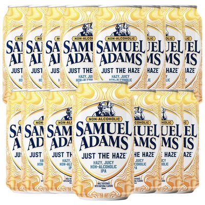 Samuel Adams 15 Pack Just the Haze Non-Alcoholic Hazy IPA Brew - Dealcoholized Sam Adams Craft Beer - 12oz Cans - Sabro, Citra, Mosaic, Cascade Hops