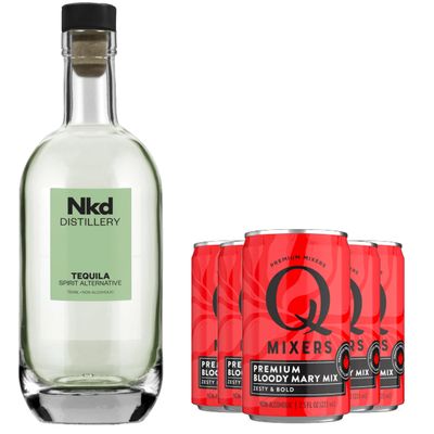 Nkd Distillery Tequila Alternative Premium Non-Alcoholic Spirit - Zero Alcohol - With Q Mixers Bloody Mary [ 5 Pack ]