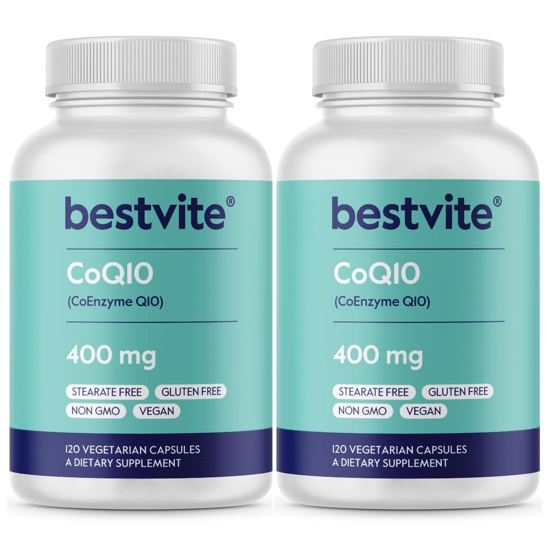 BESTVITE Coenzyme CoQ10 400mg (240 Vegetarian Capsules) (2-Pack) Naturally Fermented - No Stearates - Vegan - Gluten Free - Non GMO