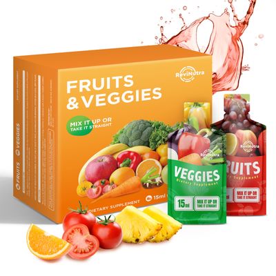 Fruit and Veggies Supplement - 16 Pouches Superfoods Super Greens for Adults Kids - Liquid Fruits and Vegetables with Vitamins Minerals - Support Energy, Detox, Immunity, Digestion Metabolism