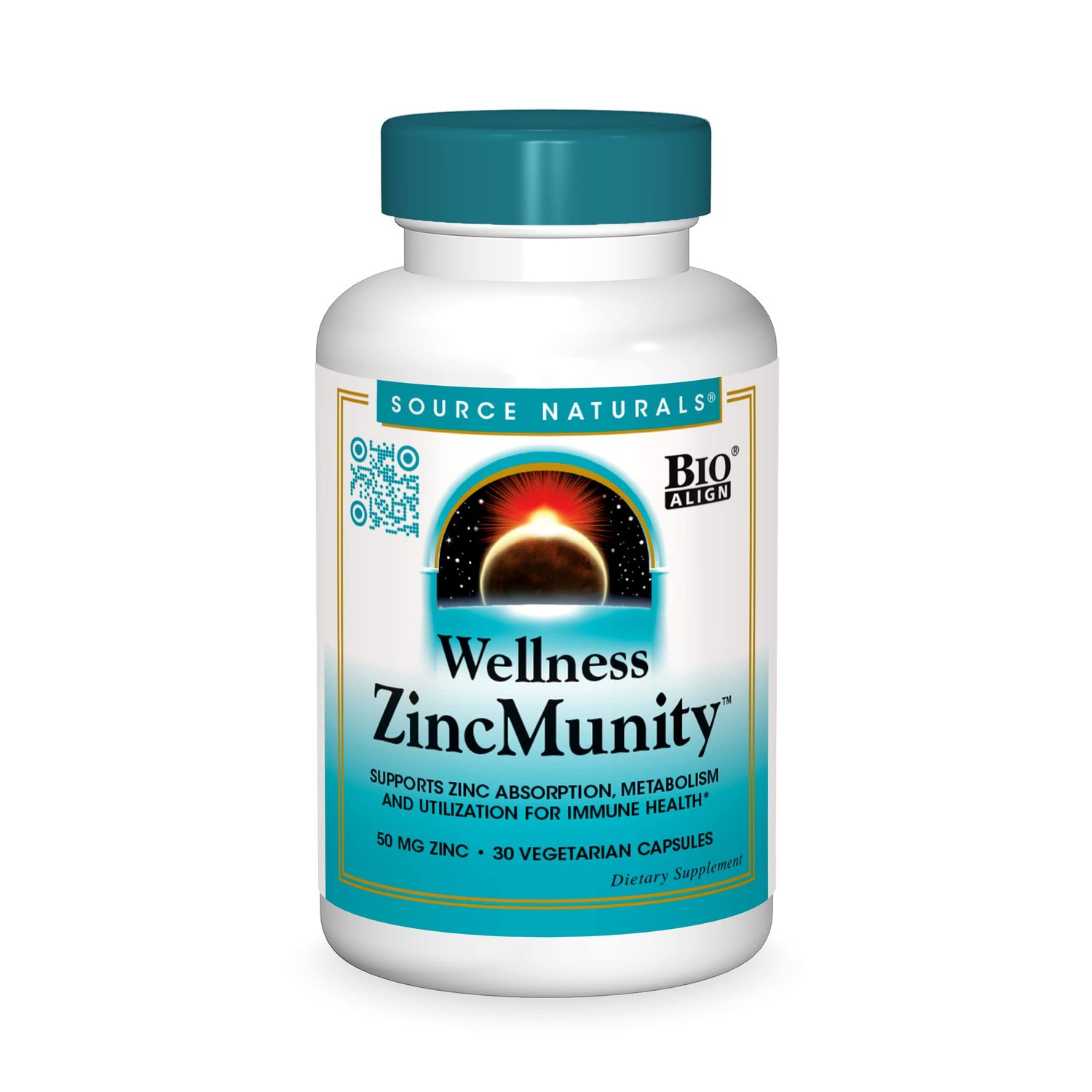 Source Naturals Wellness ZincMunity, Supports Zinc Absorption, Metabolism and Utilization for Immune Health, 50 mg Zinc - 30 Vegetarian Capsules