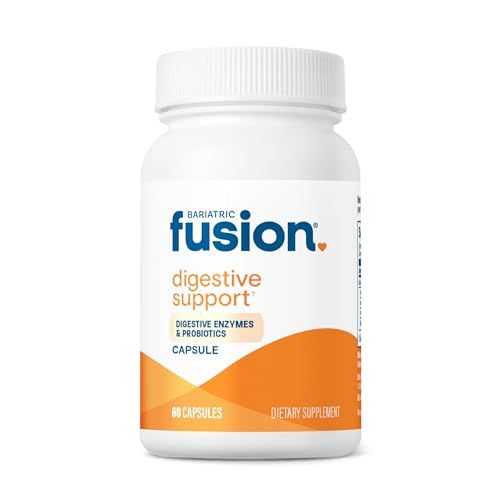 Bariatric Fusion Digestive Support: Digestive Enzymes with Probiotics Vegan Supplement Probiotics for Digestive Health and Gut Health Support Gluten, Dairy GMO Free 60 Capsules