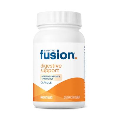 Bariatric Fusion Digestive Support: Digestive Enzymes with Probiotics Vegan Supplement Probiotics for Digestive Health and Gut Health Support Gluten, Dairy GMO Free 60 Capsules