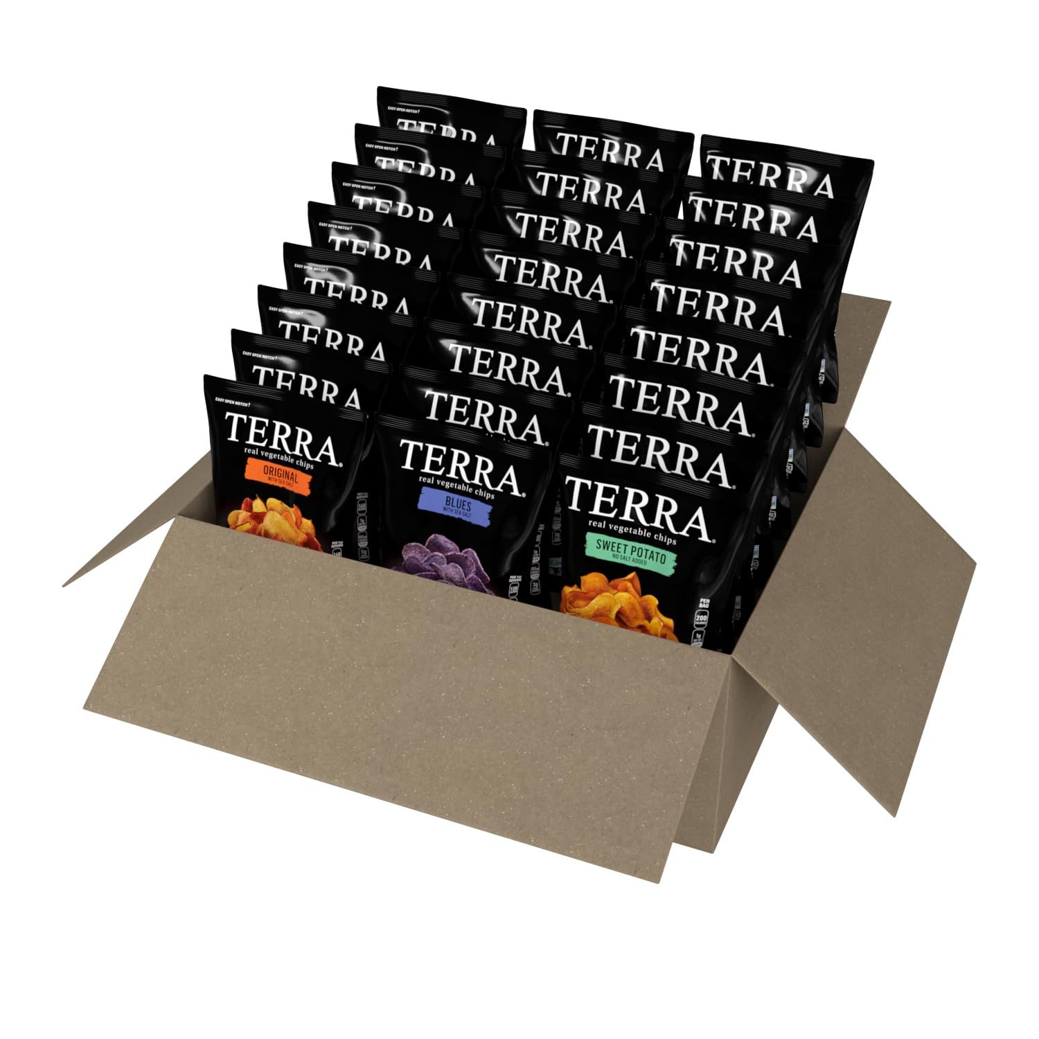 Terra Vegetable Chips, Snack Size Variety Pack, Original, Blues and Sweet Potato (Pack of 24)