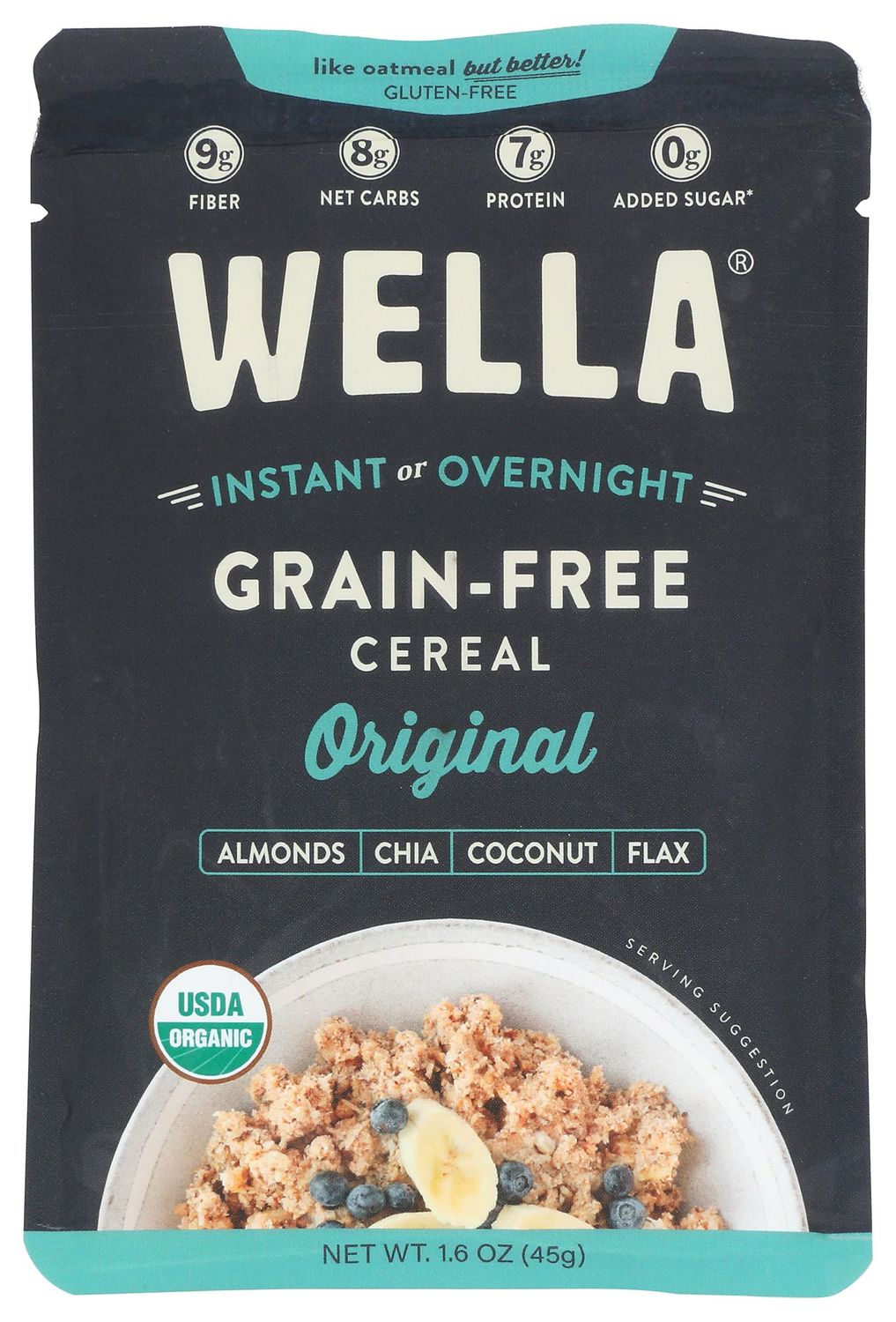 Wella Grain-Free Cereal, Original, Kosher, USDA Certified Organic, Gluten Free Non-GMO, 1.6 Ounce (Pack of 10)