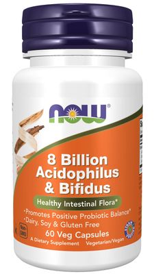 NOW Foods Acidophilus Bifidus 8 Billion VCaps, 60 ct