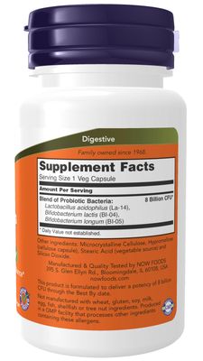 NOW Foods Acidophilus Bifidus 8 Billion VCaps, 60 ct