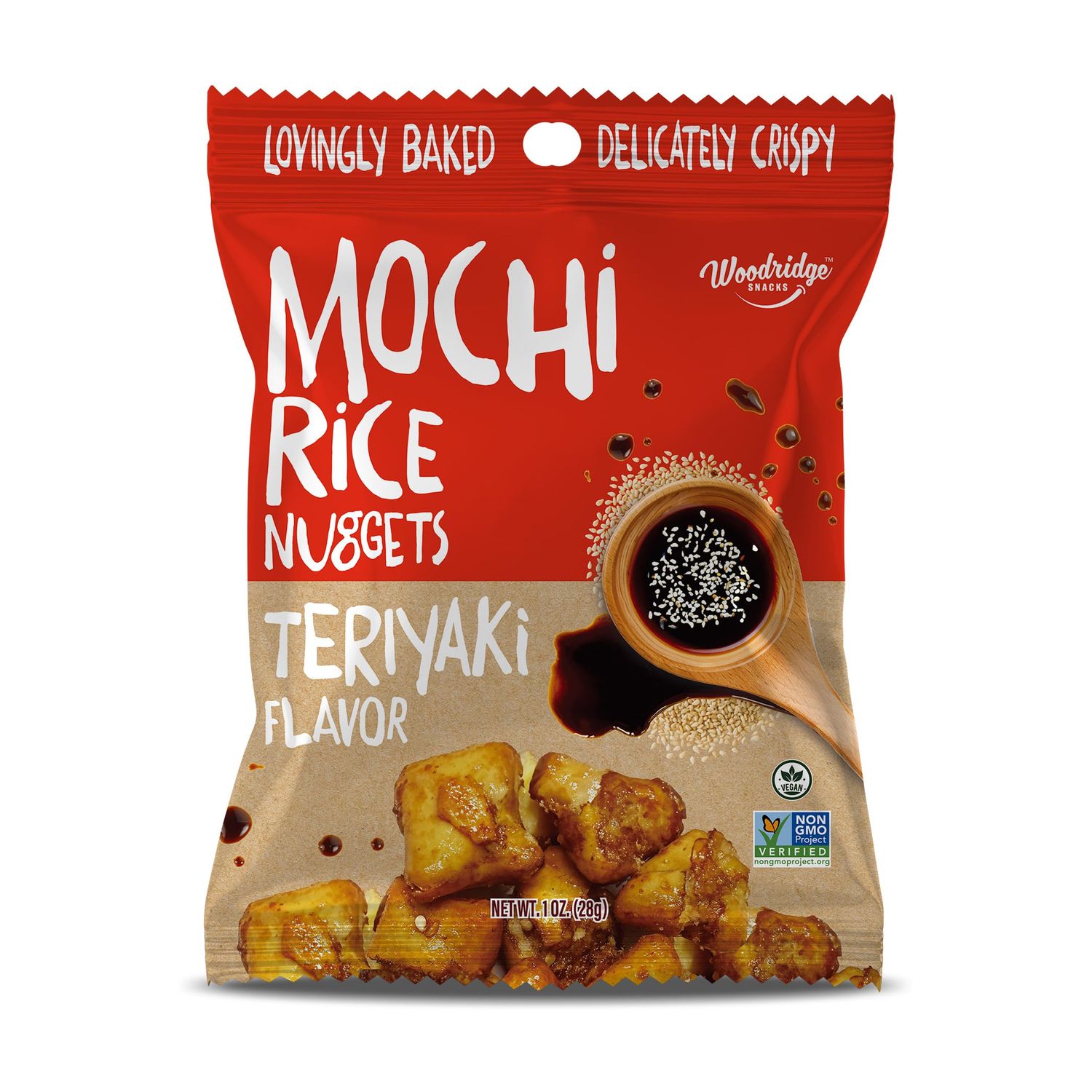 Woodridge Snacks Mochi Rice Nuggets Teriyaki Flavor 6 Pack 1.0 OZ (28g) Single-Serve Bags