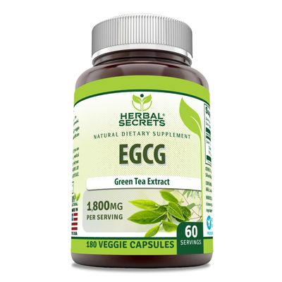 Herbal Secrets EGCG Green Tea Extract 1800 Mg Per Serving Veggie Capsules Supplement Non-GMO Gluten Free Made in USA (1 Pack, 180 Count)
