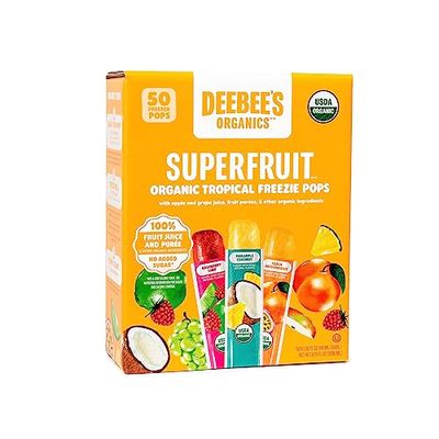 DeeBee&#39;s Organics Tropical SuperFruit Freezie Pops, No Added Sugars, No Artificial Flavors or Colors (Pack of 50)