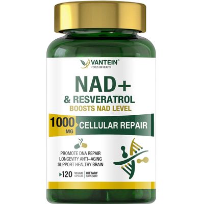 NAD Supplement 1000 MG - 120 Capsules NAD Resveratrol Formula NMN Alternative for Anti-Aging, Cellular Energy Repair Supports Metabolism, Brain Function Antioxidant Defense for Men Women