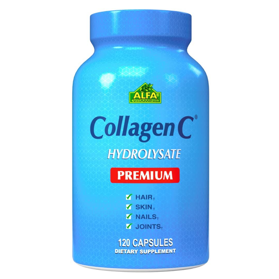 CollagenC - Premium Collagen peptides Hydrolysate formula with Vitamin C - Nutritional Supplement with Vitamin C - Skin, Nails Hair Rejuvenation, Supports Bone, Muscle Health - 120 Capsules