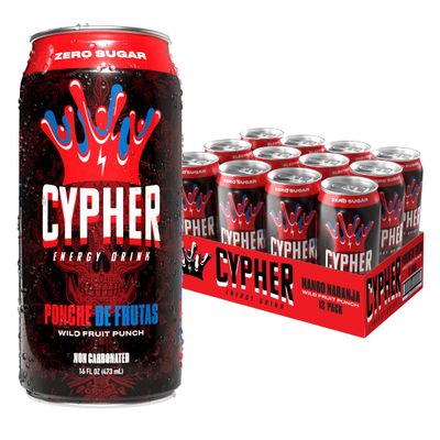 Cypher Wild Fruit Punch Sugar Energy Drink - New Flavor - 3g Whey Protein, 0g Sugar, 260 mg Caffeine, Non-Carbonated, Sugar Free Drink for Sustained Energy and Focus - 12-Pack,16 oz Cans