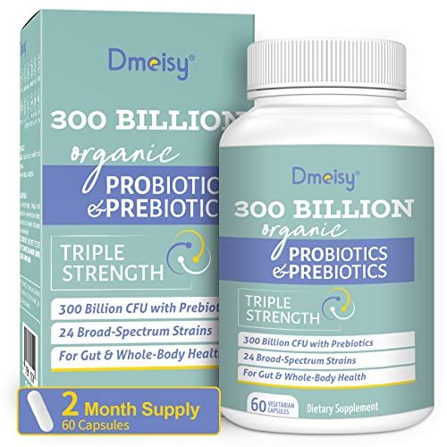 Probiotics for Women and Men, 300 Billion CFU 24 Strains Probiotics 15 Organic Herbs Prebiotics Blend, Shelf Stable Gut Health Supplement for Digestive Immune Whole-Body Health, 2 Month Supply