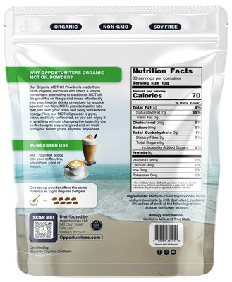 Organic MCT Oil Powder - Unflavored Pure MCT Powder from Organic Coconuts Keto-Friendly, Easy to Mix, No Fillers Boost Energy, Focus Metabolism 1 Month Supply