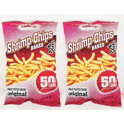 Shrimp Chips, Original Baked Wheat Puffed Snacks, 4 oz 2Pack
