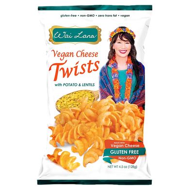 Wai Lana Chips Vegan Cheese Twists with Potato and Lentils - Gluten Free, Non-GMO, Zero Trans Fat, 4.5 oz(Count of 12)
