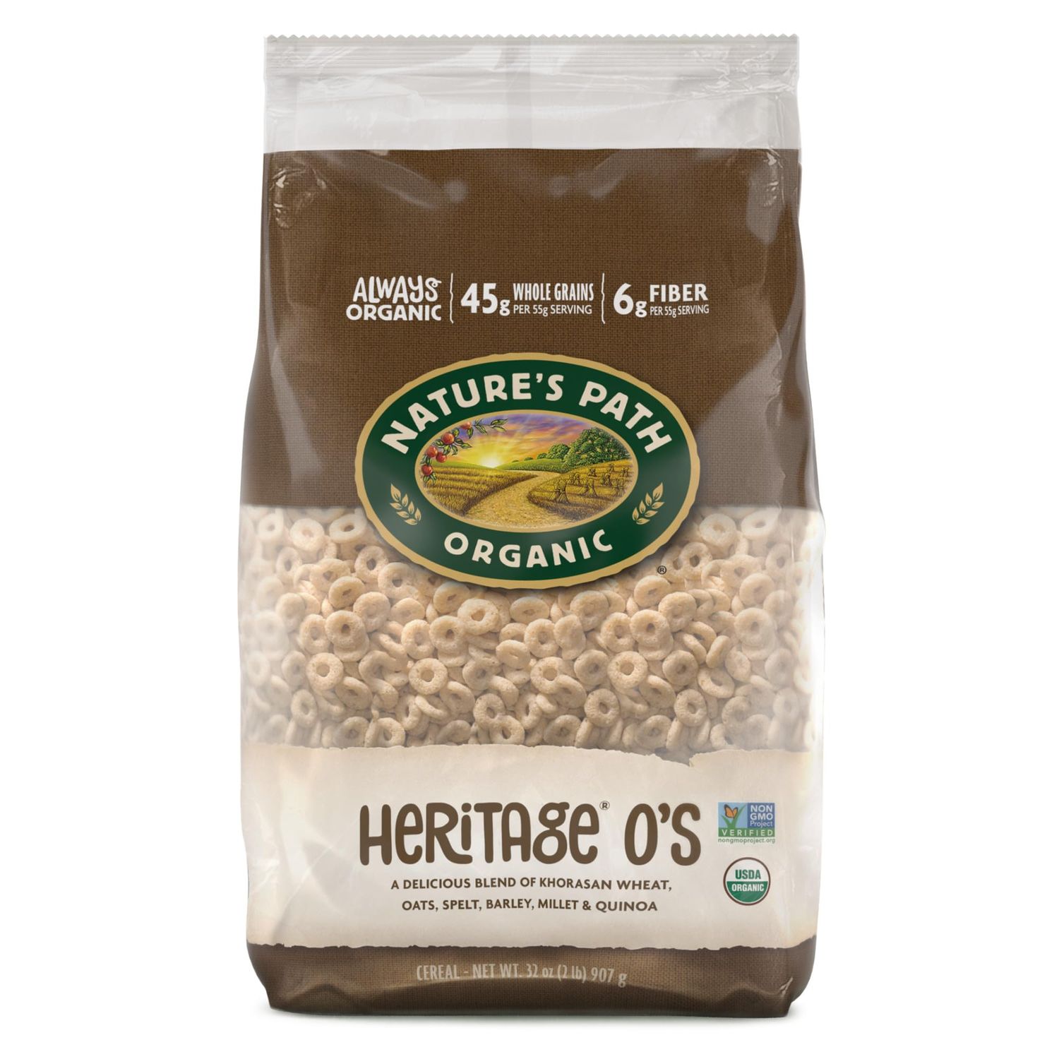 Nature&#39;s Path Organic Heritage O&#39;S Cereal, 32 oz (Pack of 6), Non-GMO, Earth Friendly Packaging
