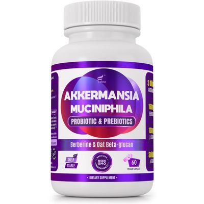 FOLONA Delayed Release Akkermansia GLP-1 Probiotic with Berberine and Soluble Beta-Glucan Prebiotic Fiber; 3 Billion AFU, 60 Capsules, for Gut Health Support